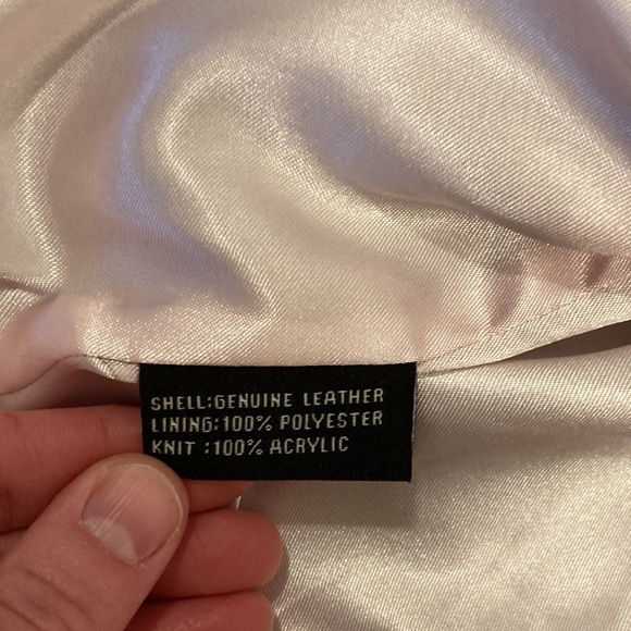 Guess genuine leather coat ruching on front and large knit collar size M GUC - Picture 9 of 13